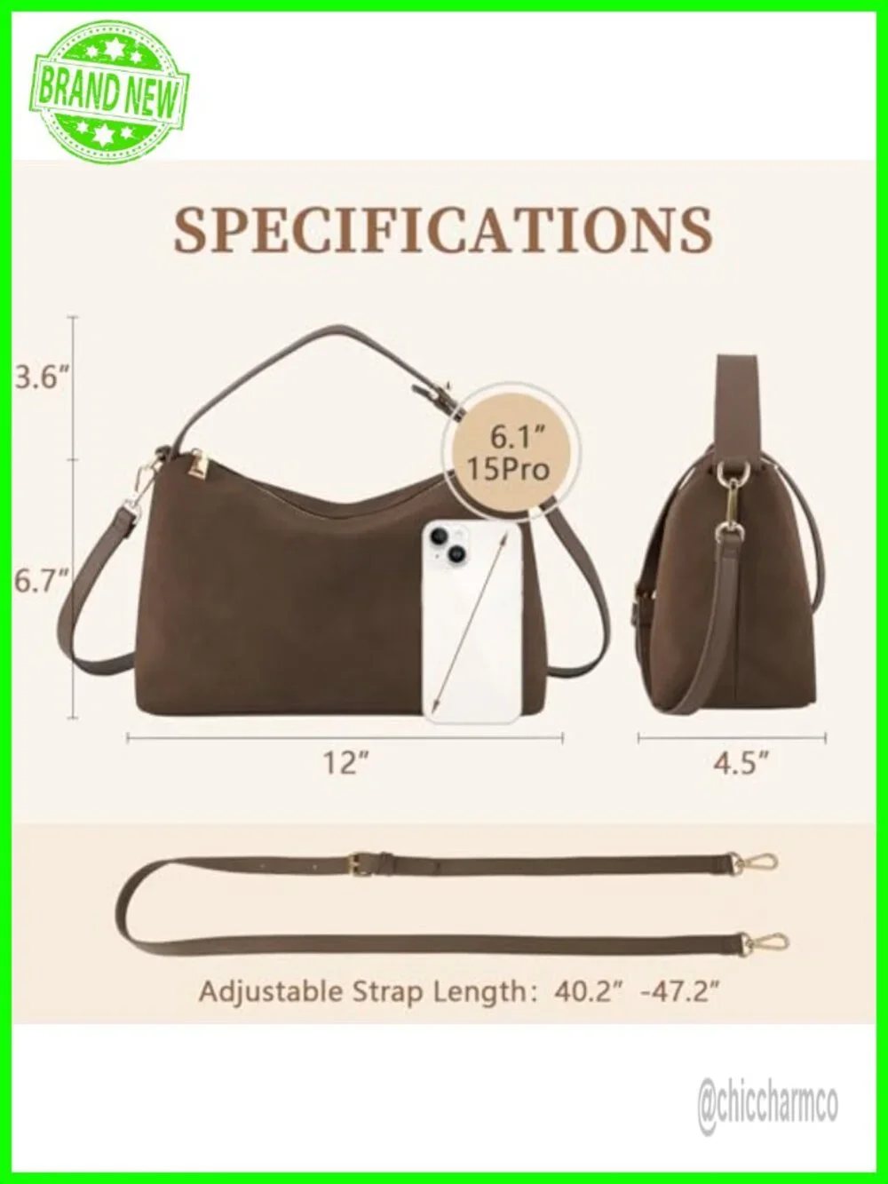 Suede Leather Hobo Tote Crossbody Bag Shoulder Satchel